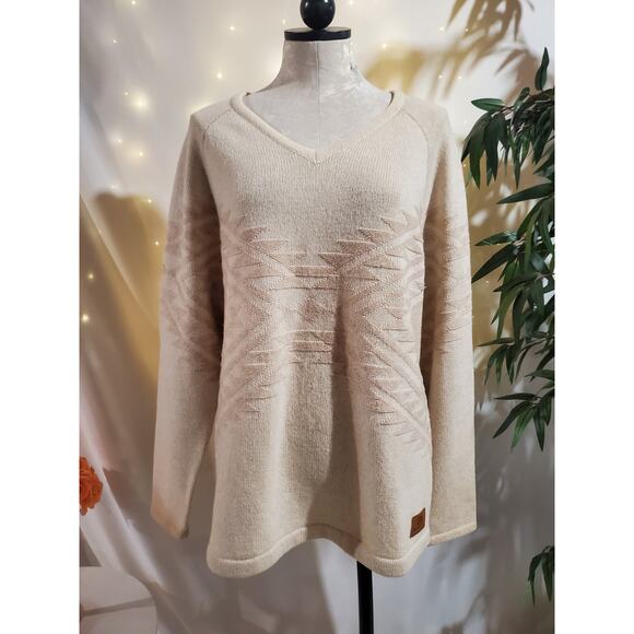 State of Elevenate Womens 100% Lambswool Sweater Size L Aztec Tribal Nordic Knit - Picture 1 of 13
